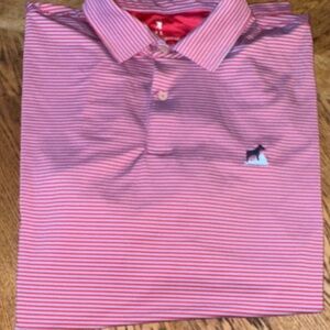 Fairway & Greene Red and Light Blue Striped Golf Polo